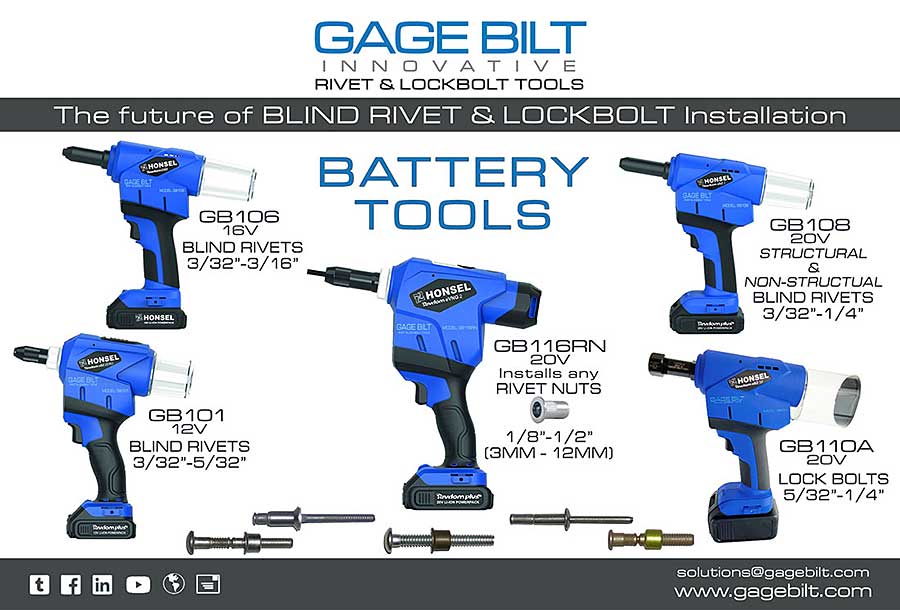 Blind Rive & Lockbolt Installation Tools from Gage Bilt