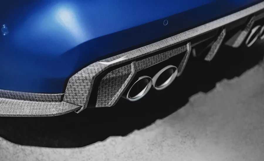 A close-up of the flax fiber materials used on new BMW cars