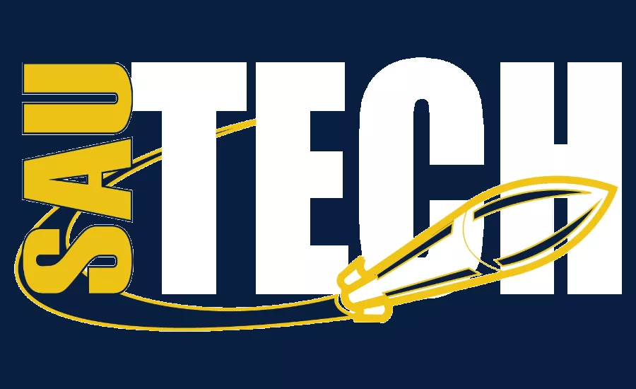 SAUT Logo with letters and rocket