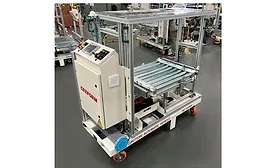 AGV system with powered conveyor