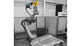 staking tongs mounted to a robot