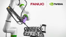 Physical AI robot operating in a smart factory environment with adaptive automation