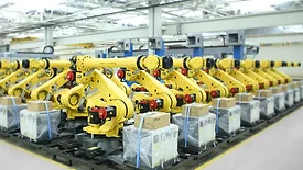 Industrial robots used in manufacturing to support automation and production efficiency