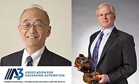 a3 robotics leaders Hiroshi Fujiwara Robert Little.jpg Hiroshi Fujiwara and Robert-Little Robotics Awards Recipients