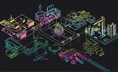 Octave Intelligence industrial AI platform visualization showing connected manufacturing operations, infrastructure monitoring and smart factory data analytics systems
