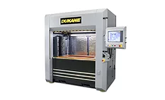 Industrial welding machine with touchscreen controls for automated production.