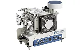 Industrial leak detection mass spectrometer used for vacuum testing, helium leak detection, and quality control in manufacturing and semiconductor applications.