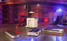 ABB autonomous mobile robot lineup featuring an autonomous forklift, tug and mover for factory material handling and manufacturing automation.