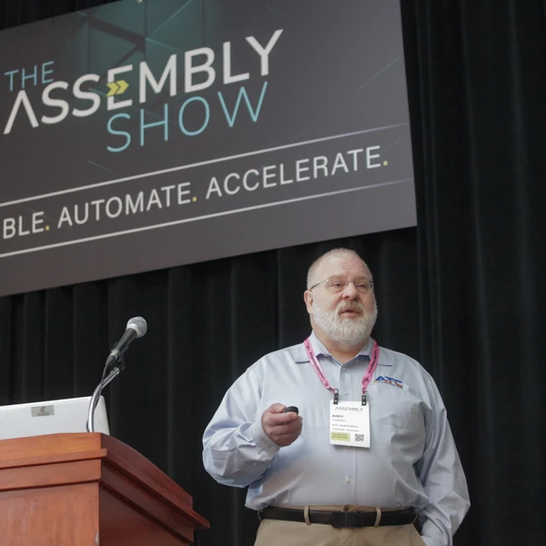 A speaker at The Assembly Show at Donald E. Stephens Convention Center