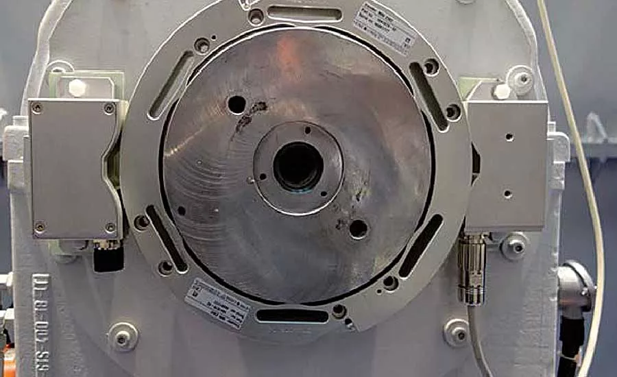 Encoder measures speed and position of ship's propeller shaft