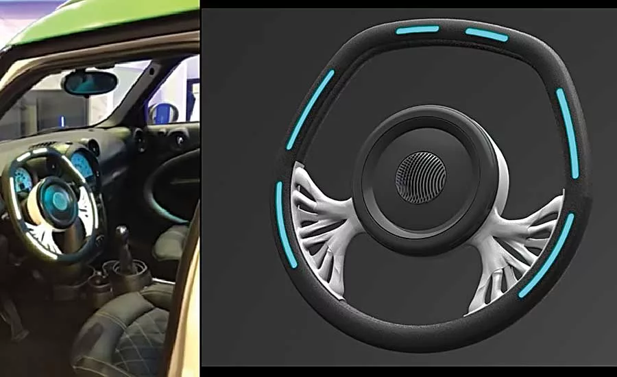 Illuminated Steering Wheel Equipped With 3D-Printed Electronics