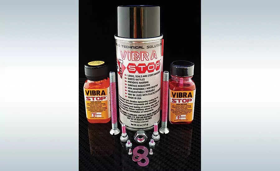 Unlike most threadlockers, Vibra-Stop is a spray and effective on plastic surfaces. PHOTO COURTESY TECTORIUS