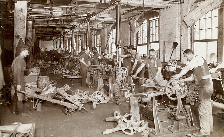 assembling mowers at McCormick Works in 1900