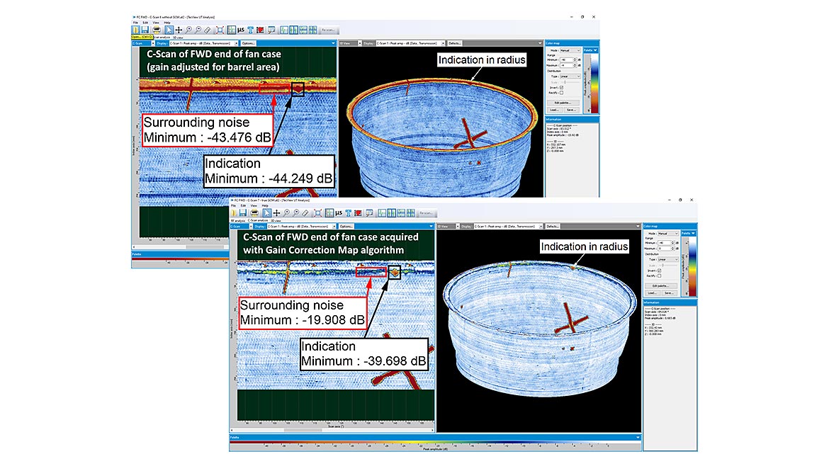 Figure 3. C-Scan results of composite structure with Gain Correction Map