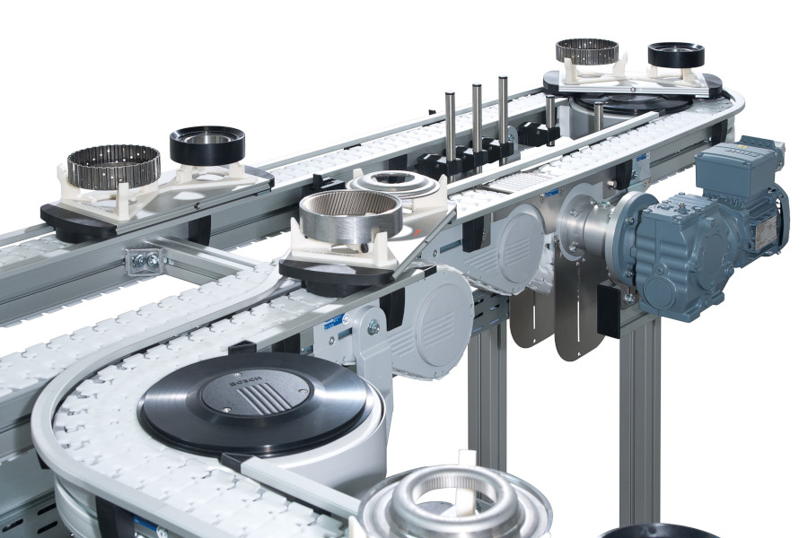 Flexible Chain Conveyors Move Assemblies Up, Down and Around