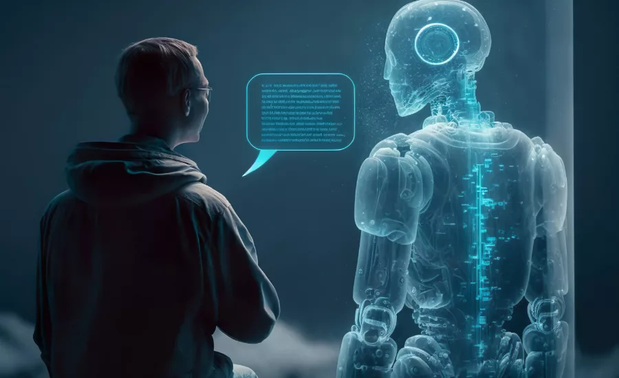 person talking to AI