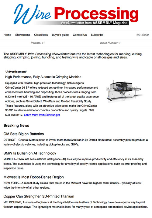 WIRE PROCESSING eNews