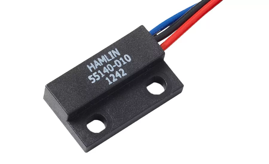 This Hall effect sensor’s rectangular package