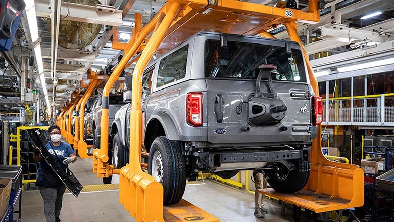 Ford Bronco on the assembly line
