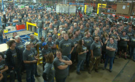 Polaris Industries Inc. employees celebrate 2015 Assembly Plant of the Year award