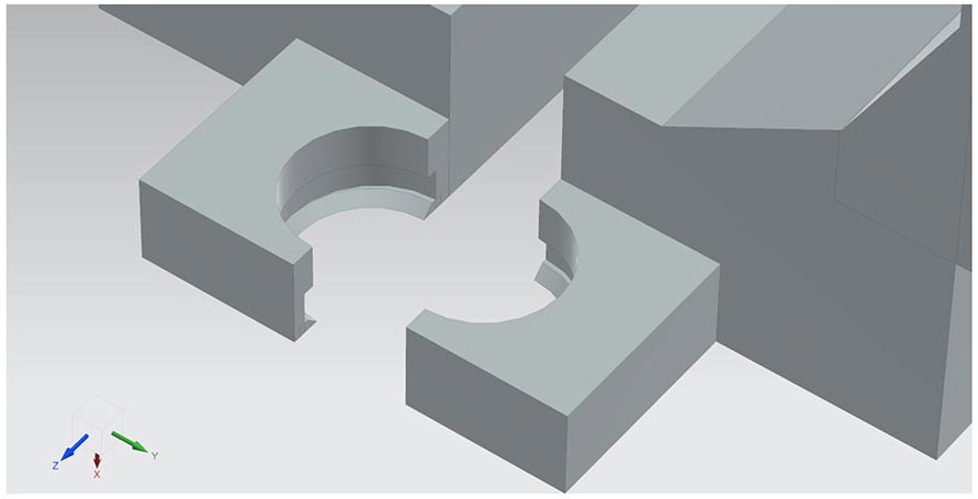 feature of the gripper that enables it to pick and place one small part