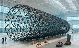 assembling a large airship with robotic swarms