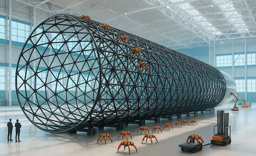 assembling a large airship with robotic swarms