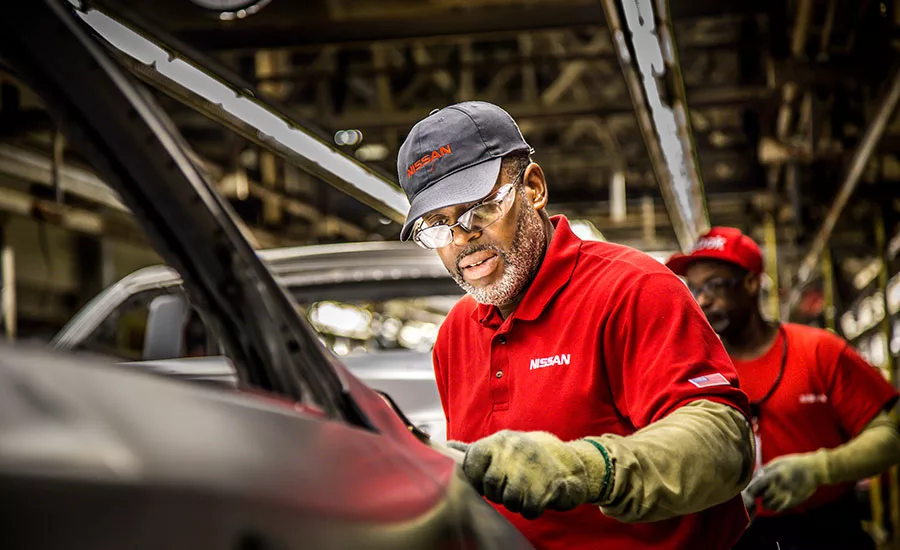 workers on the assembly line at Nissan's Smyrna plant