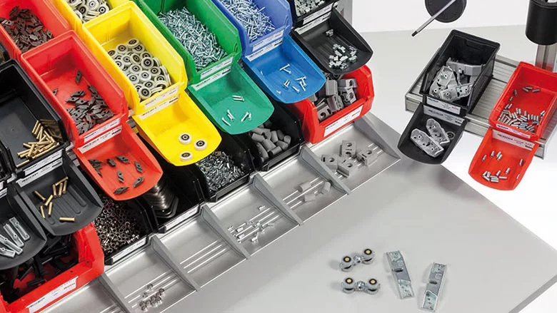 color-coded parts containers