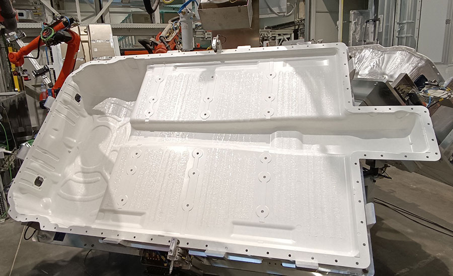 adhesive application on battery enclosure