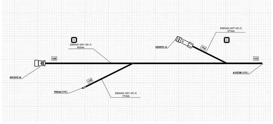 2D drawing of a wire harness