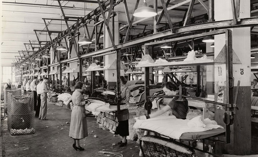 seat cushions being produced inside the Dodge Main plant
