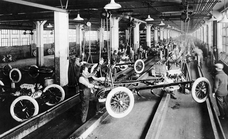 assembly line at the Dodge Main factory