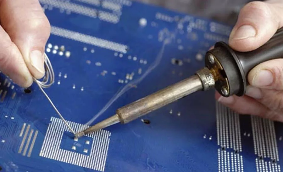 soldering a component onto a circuit board