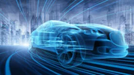 transparent 3D rendering of a car